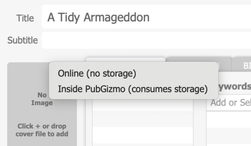 Selecting a file from the cover box on Titles